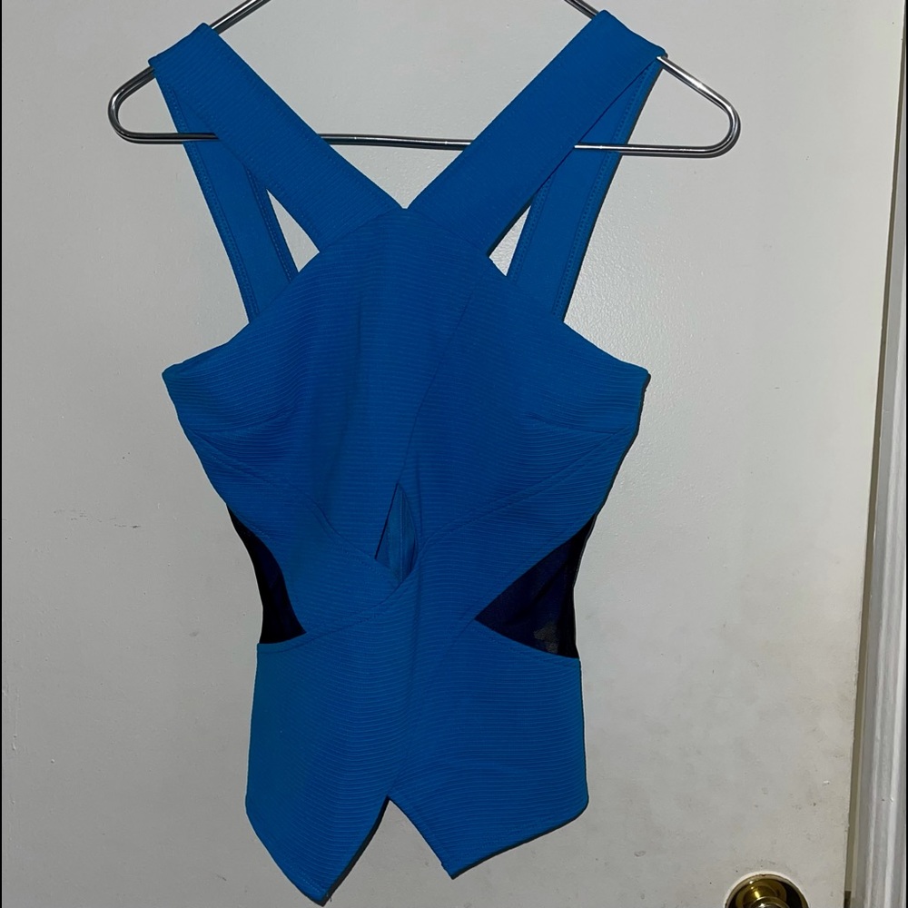 GUESS Crossover Mesh Top, BAD GIRL BLUE (S)